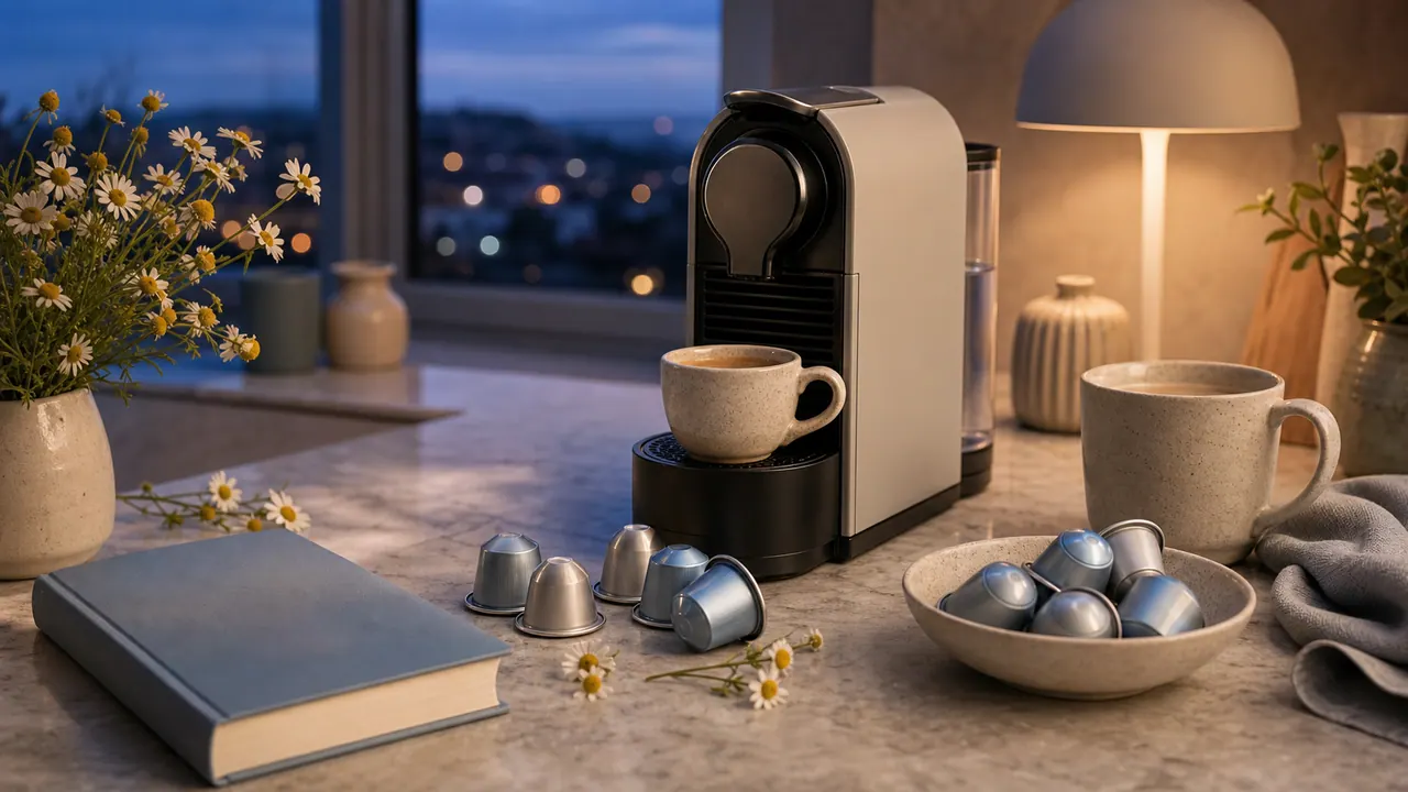 Best Decaf Nespresso Pods: Flavor Without Most of the Caffeine image-generated editorial coffee scene.