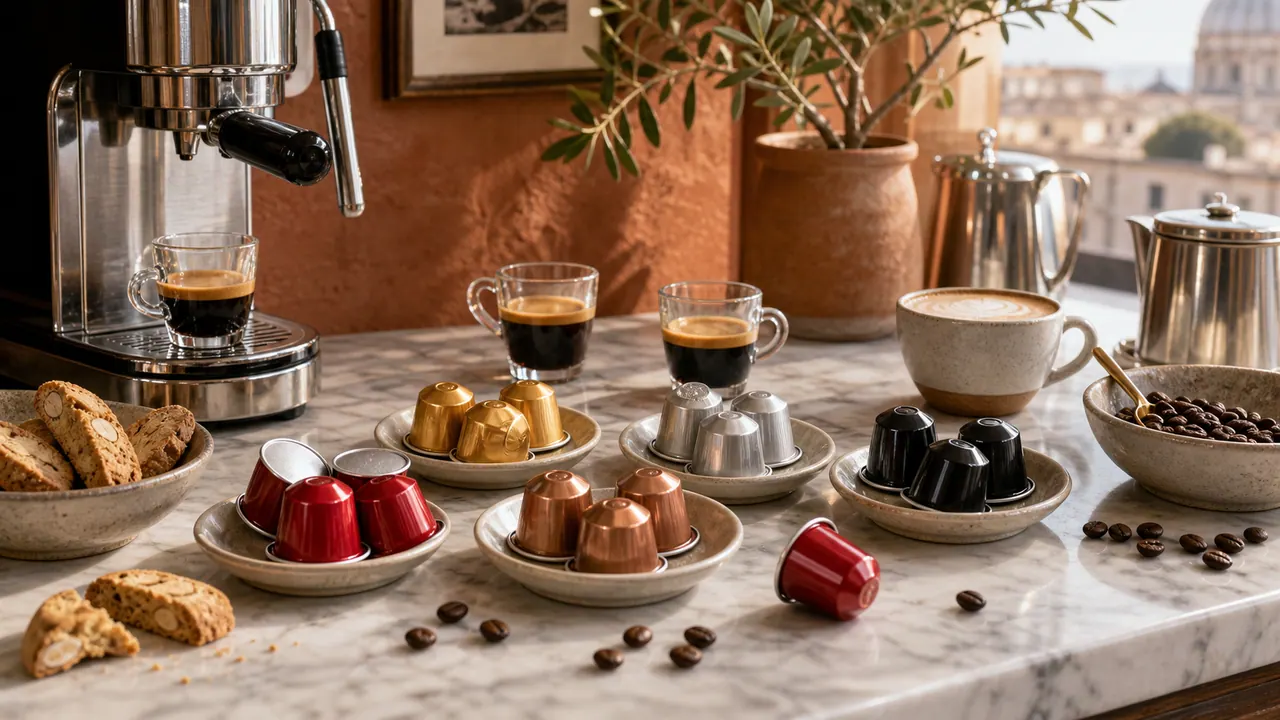 Top Italian Coffee Brands for Nespresso Original Machines image-generated editorial coffee scene.