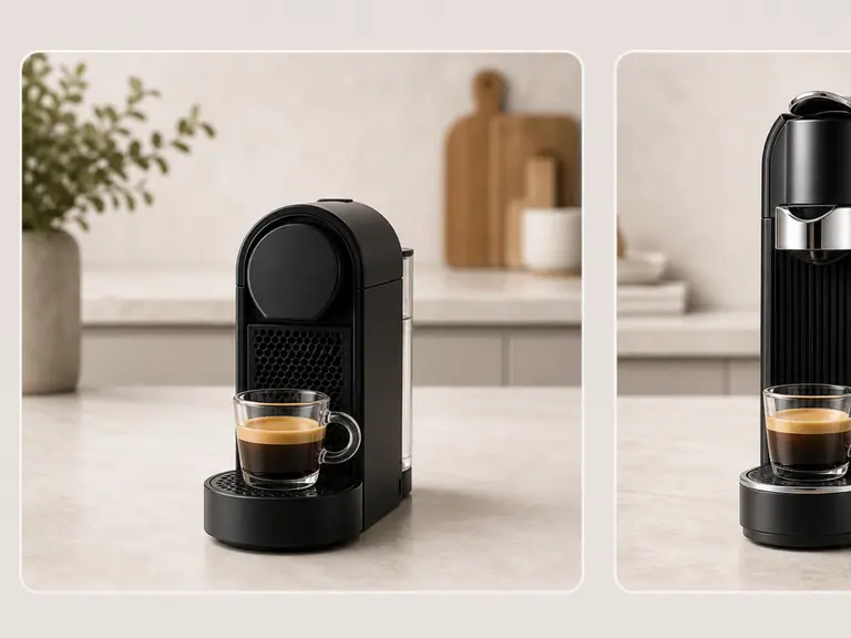 Nespresso CitiZ vs Essenza Mini: Which Compact Original Machine Is Best? image-generated editorial coffee scene.