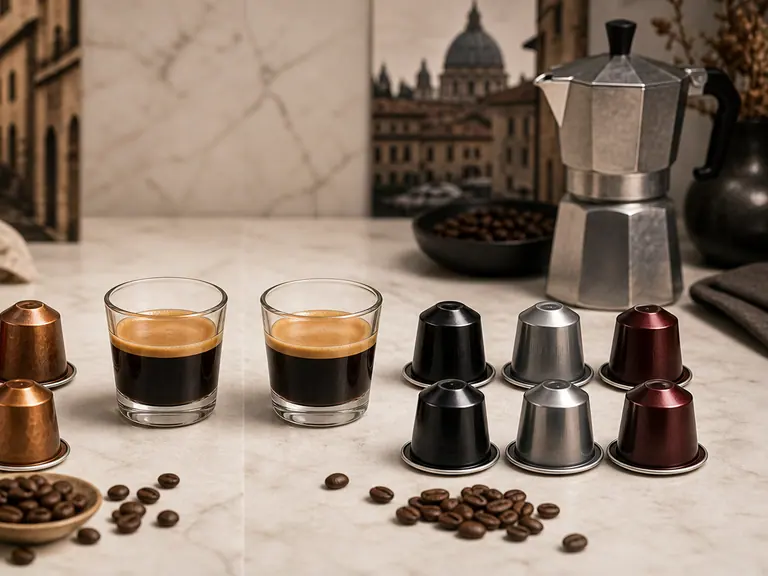 Lavazza vs illy Capsules: Which Italian Espresso Brand Fits You? image-generated editorial coffee scene.