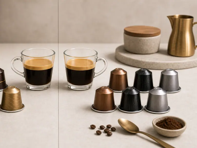 Starbucks by Nespresso vs Nespresso Original: Is There a Taste Gap? image-generated editorial coffee scene.