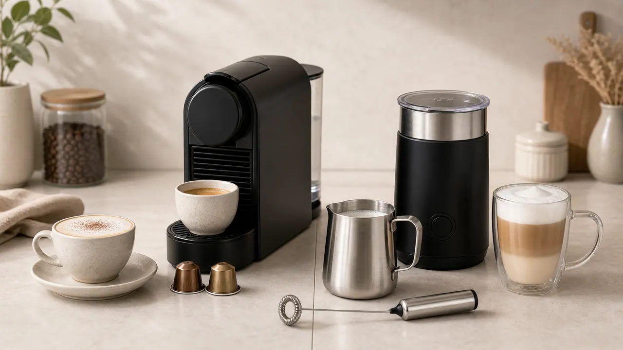 Manual vs Automatic Milk Frothing: Which Nespresso Model Is for You? image-generated editorial coffee scene.