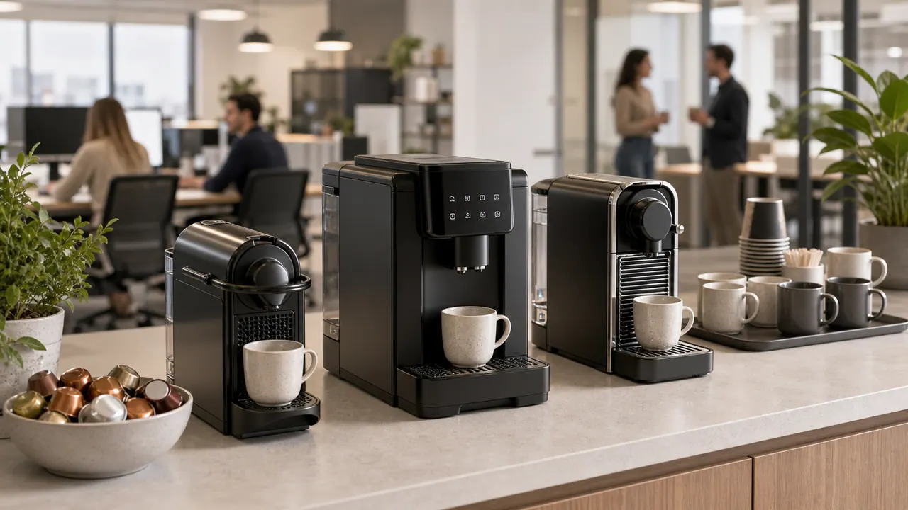 Best Nespresso Machine for Offices and Shared Spaces: Practical Comparison image-generated editorial coffee scene.