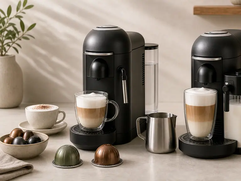 Vertuo Creatista vs Vertuo Lattissima: Steam Wand or One-Touch Milk System? image-generated editorial coffee scene.