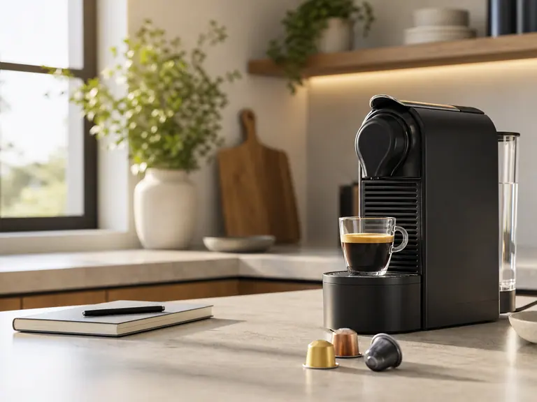 Which Nespresso Machine Fits Your Lifestyle? Take the Quiz image-generated editorial coffee scene.