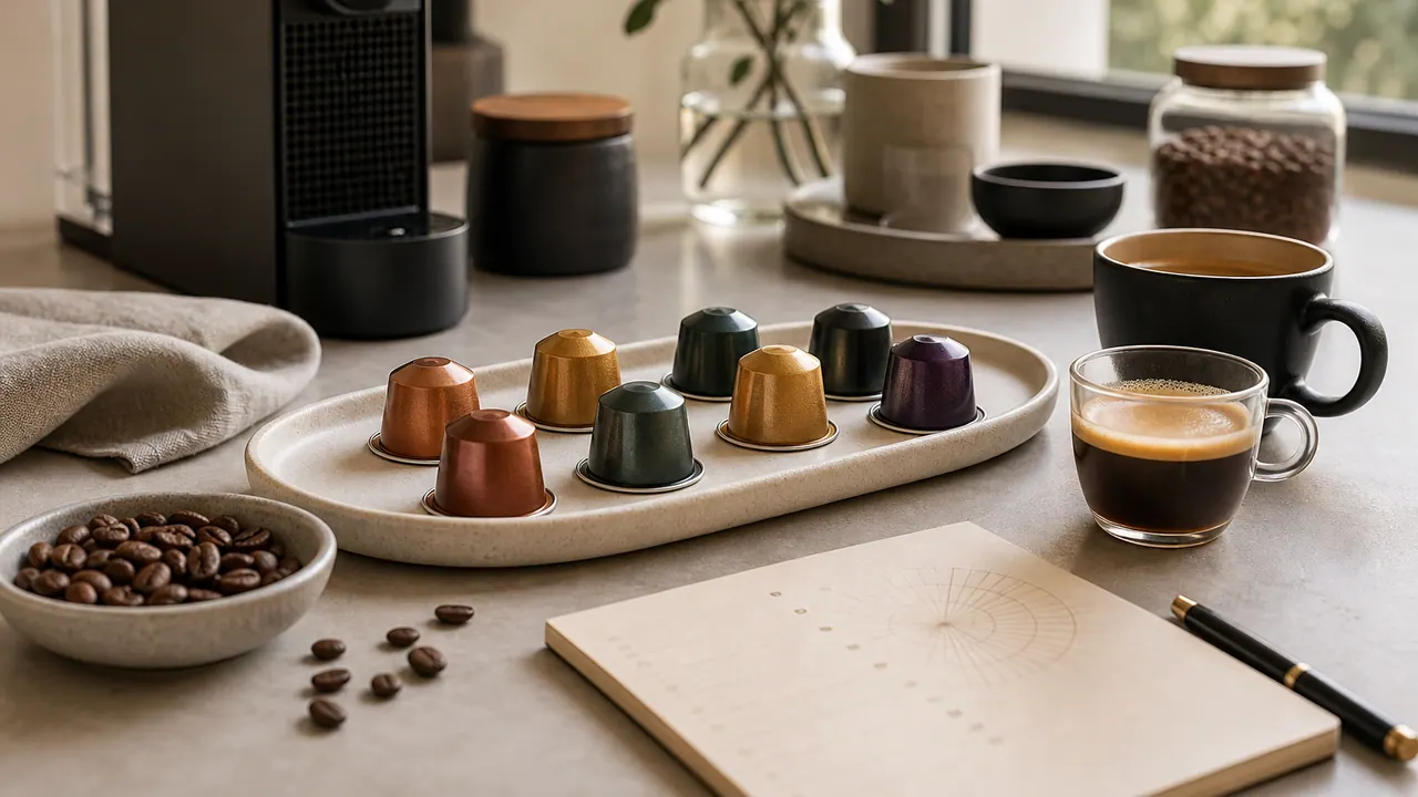 How to Pick the Perfect Nespresso Capsule for Your Palate image-generated editorial coffee scene.