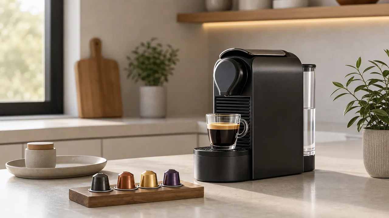 The Ultimate Guide to Choosing Your First Nespresso Machine image-generated editorial coffee scene.