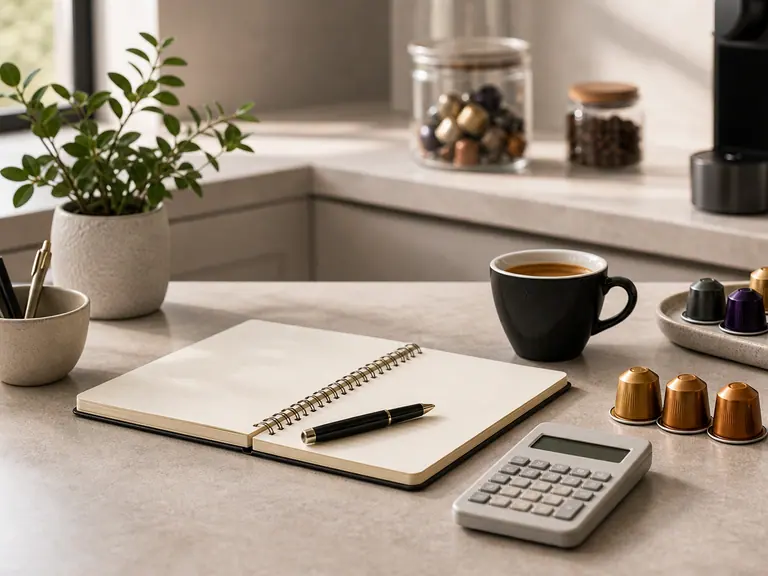 How to Calculate Your Monthly Nespresso Budget image-generated editorial coffee scene.