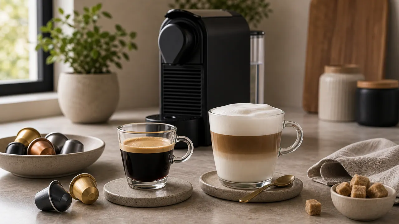 Black Coffee or Milk-Based Nespresso Models: Which Should You Choose? image-generated editorial coffee scene.