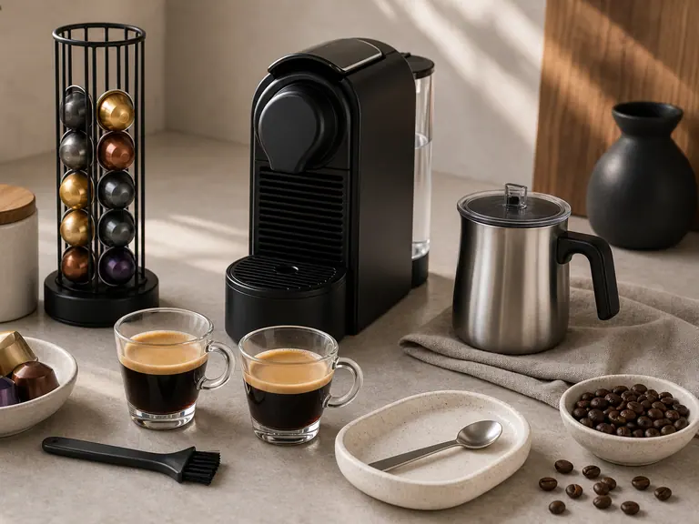 Essential Nespresso Accessories Every Owner Should Have image-generated editorial coffee scene.