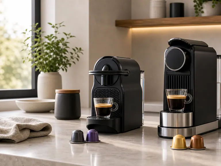 Why You Might Want Two Nespresso Machines at Home image-generated editorial coffee scene.