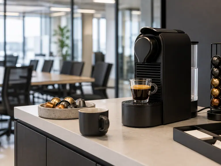 Choosing the Right Nespresso Model for Your Office Space image-generated editorial coffee scene.
