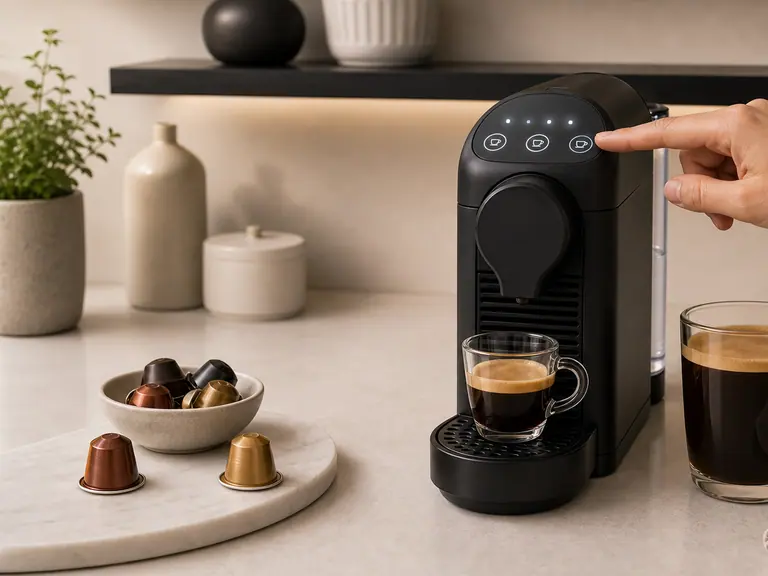 How to Set Your Favorite Cup Size on a Nespresso Machine image-generated editorial coffee scene.