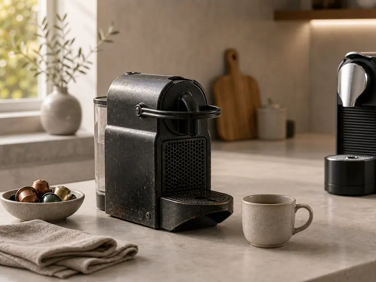When to Replace Your Nespresso Machine: Safe Signs to Watch image-generated editorial coffee scene.