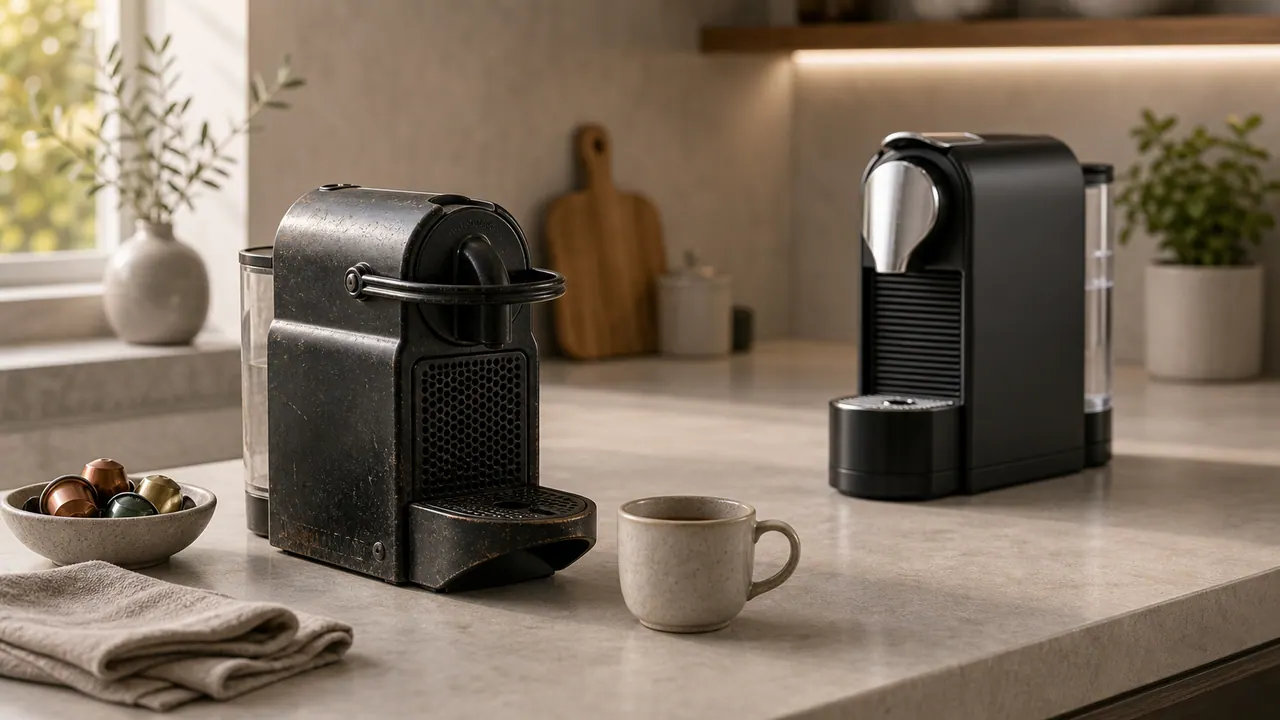 When to Replace Your Nespresso Machine: Safe Signs to Watch image-generated editorial coffee scene.