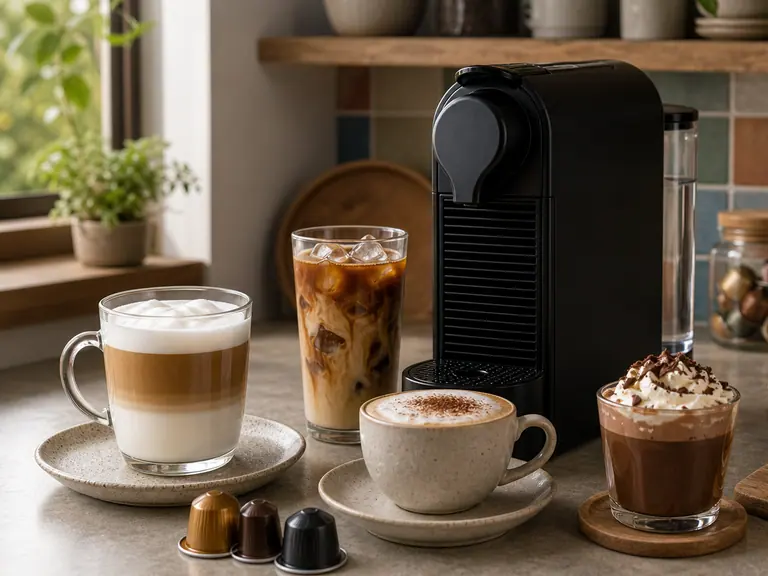 5 Coffee Shop Recipes You Can Make with a Nespresso image-generated editorial coffee scene.