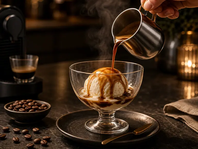 Nespresso Affogato Recipe: Espresso Over Ice Cream image-generated editorial coffee scene.
