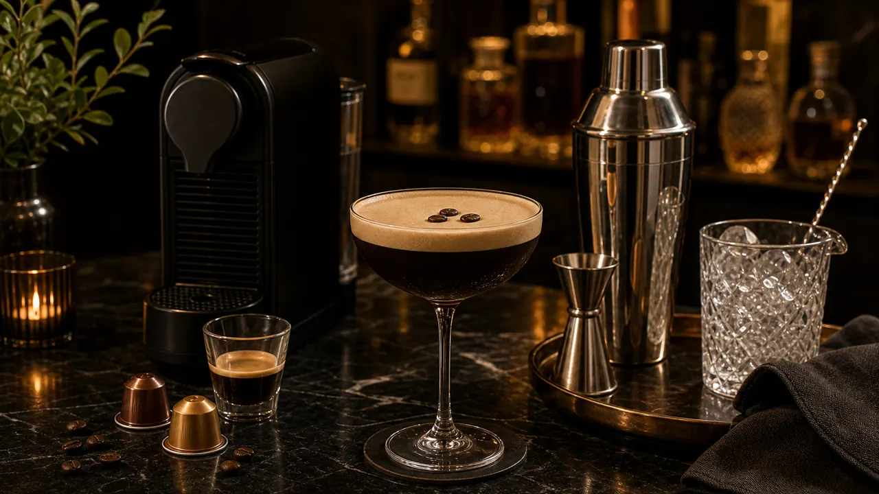 Nespresso Espresso Martini Recipe for Parties image-generated editorial coffee scene.