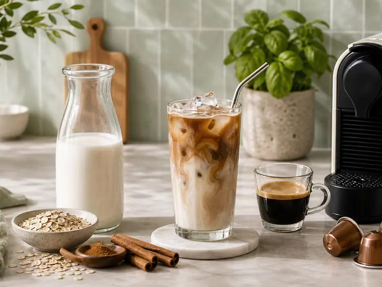 Healthy Low-Calorie Coffee Drinks Using Nespresso image-generated editorial coffee scene.