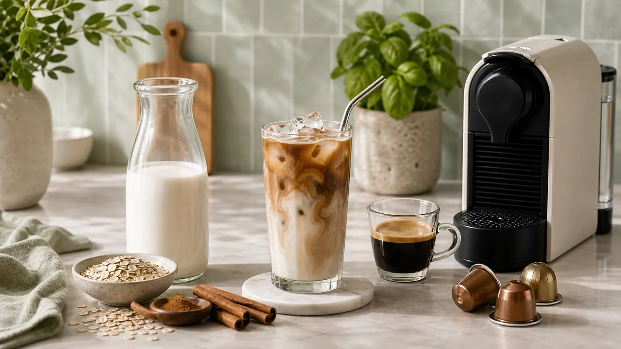 Healthy Low-Calorie Coffee Drinks Using Nespresso image-generated editorial coffee scene.