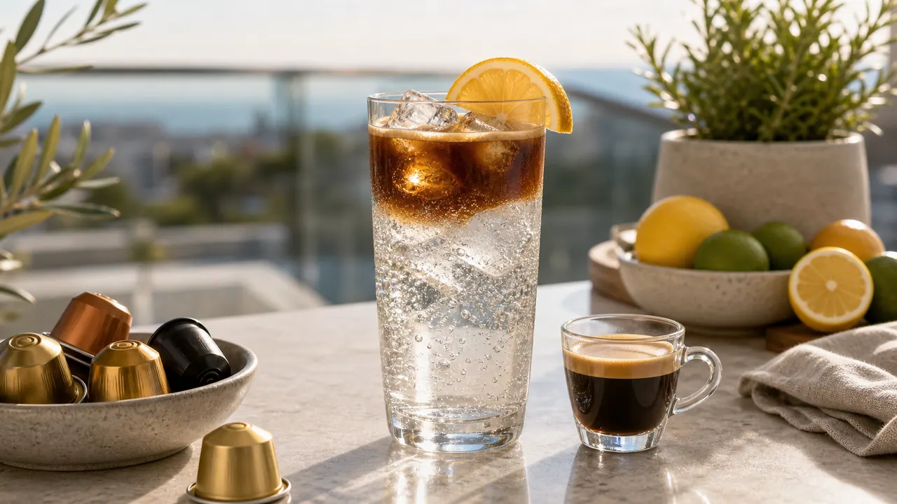 Nespresso Tonic Recipes: Refreshing Espresso Tonic at Home image-generated editorial coffee scene.